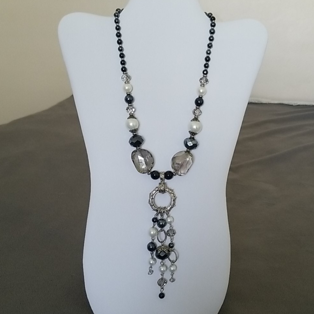 Tudor Inspired Faux Pearl Pendant Necklace
